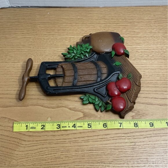 Vintage Homco Apple Cider Press Corn Mill 1978 Metal Wall Hanging Decor Set - Picture 10 of 11